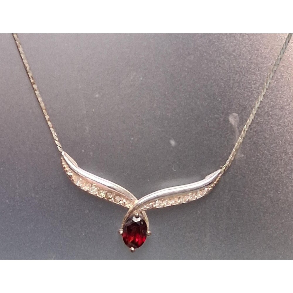 Ruby Rhinestone Necklace Bracelet Set Vintage - Picture 3 of 8